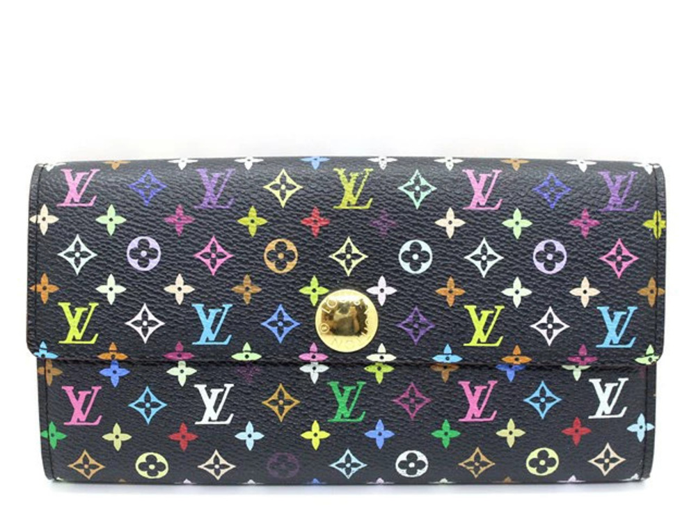 LOUIS VUITTON Portefeuille Sarah Long Wallet Monogram Multicolor Noir Black